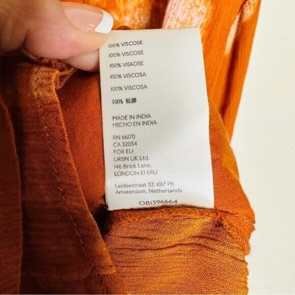 Free People Marla Printed Shortall Orange Romper Women’s Size Small New - Picture 10 of 15